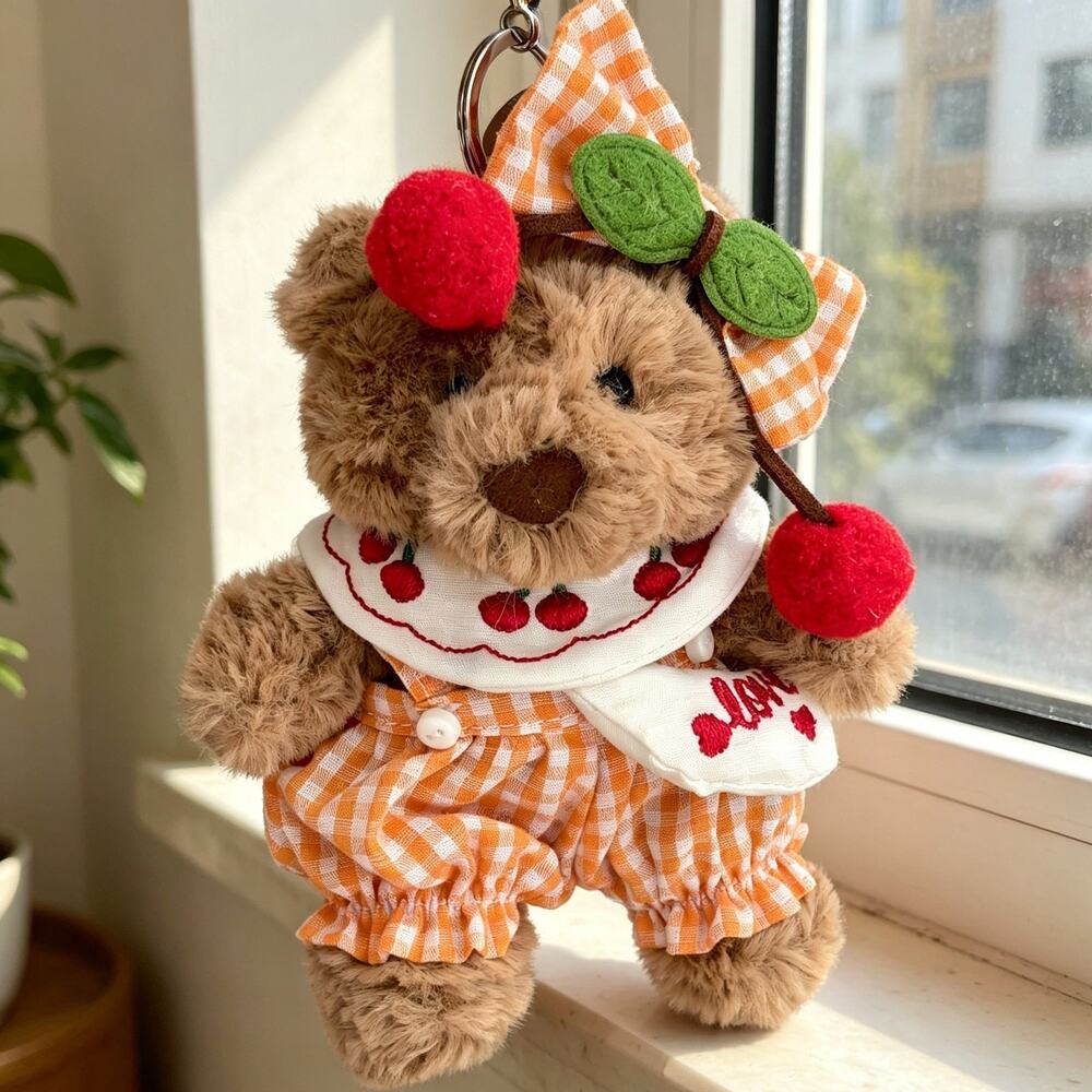 Orange Cherry Overalls for Bartholomew Bear Plush – 4-Inch – 4inch [JC-AP-26]
